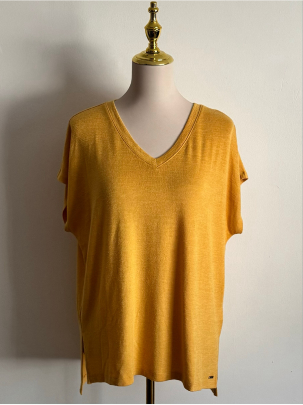 Women's Orvis Yellow Short Sleeve V-Neck Tee, Size M